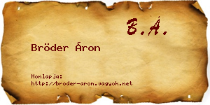 Bröder Áron névjegykártya